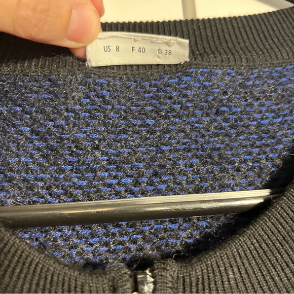 AKRIS Punto Women's Navy Blue Zip Up Jacket Mohair Blend Luxury Sweater Size 8 - Picture 10 of 16